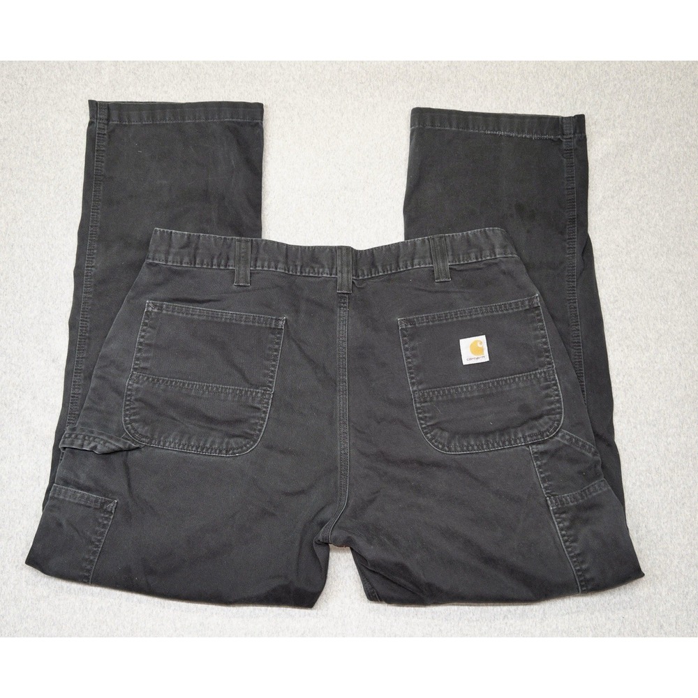 Carhartt Relaxed Duck Pants Mens 38x30 B324-BLK Workwear Black‎ Triple Stitched